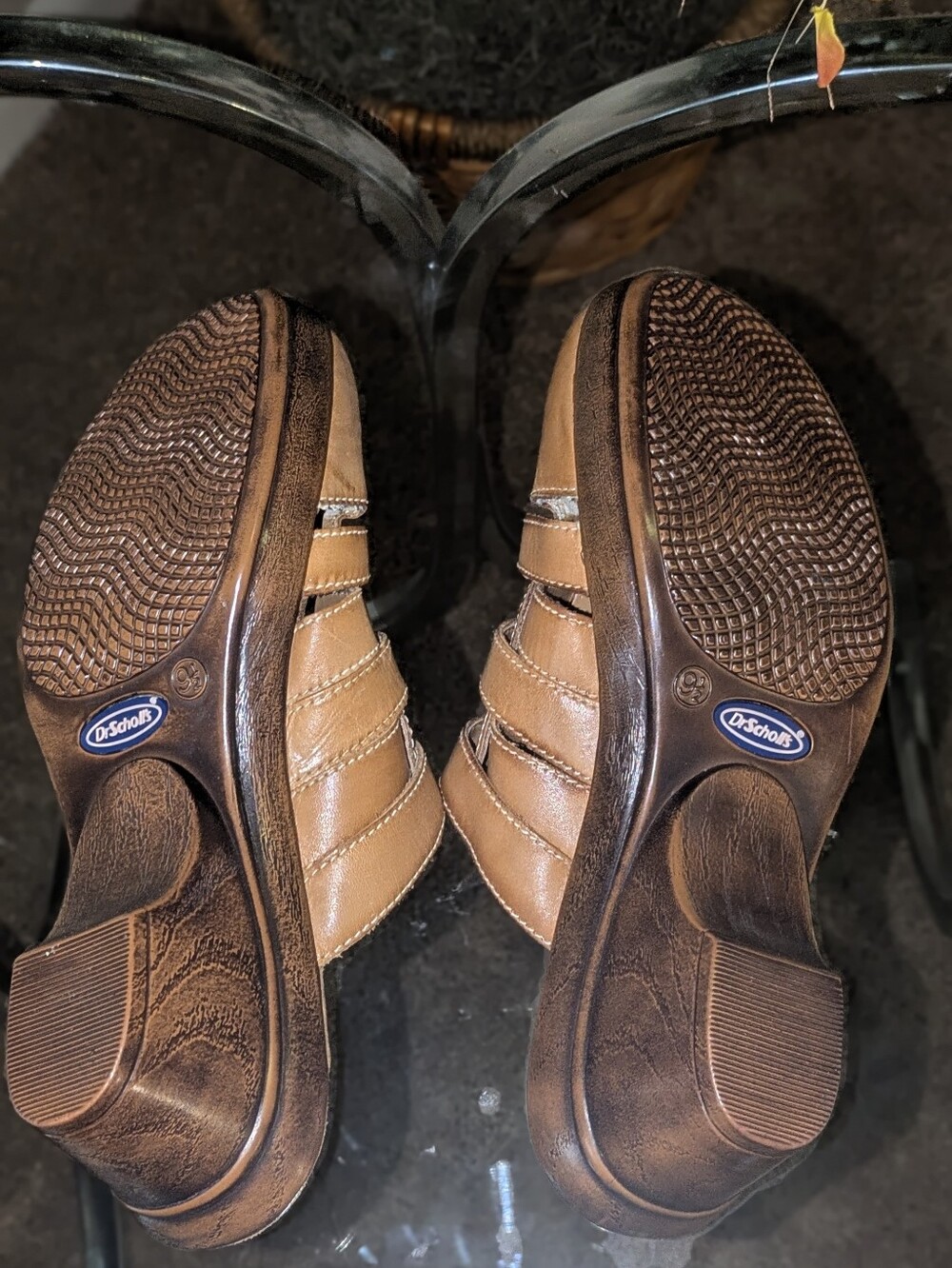 💥FINAL💥Vtg. Dr. Scholl's Tan Leather Mule Heels EUC - Picture 6 of 8